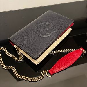 COPY - GUCCI Blue/White/Red Shoulder Chain Bag